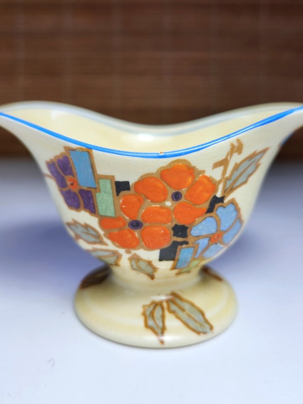 Royal Winton Vintage Art Deco 358 Open Sugar Bowl Orange Blue Floral